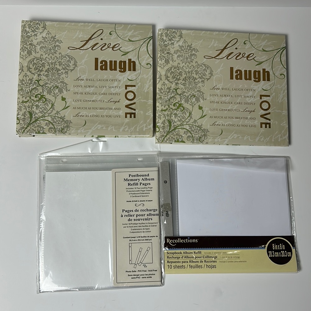 Two matching 8x8 photo albums holds 20 pages plus 2x scrapbook album refills